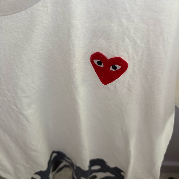 COMMES DES GARCONS CDG Play Japan sz M US sz S Blue Polka Dot Heart Tshirt - Picture 4 of 12